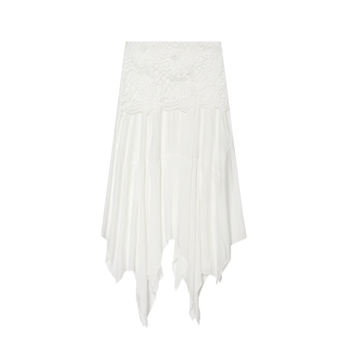 Hollow Out Cutout Embroidered Short Top Embroidery Asymmetric Midi Skirt Sets