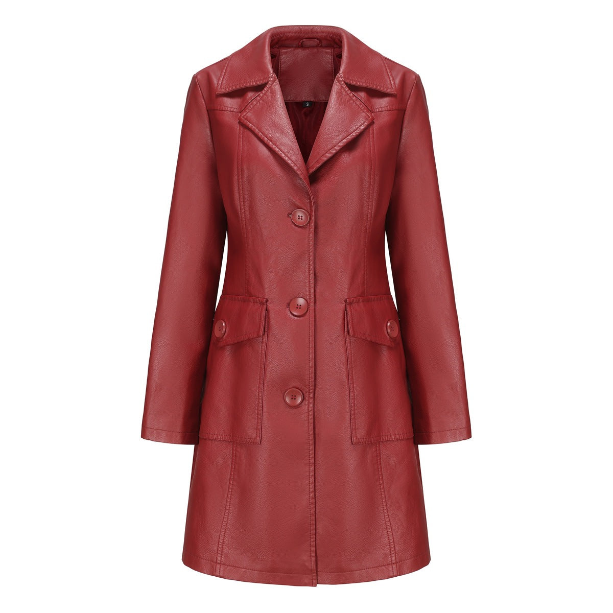 Women’s Long Leather Trench Coat – Fashion Outerwear