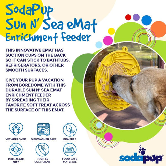Sun n' Sea eMat - Enrichment Lick Mat For Dogs and Cats - With Suction Cups - Beach Design | USA Made