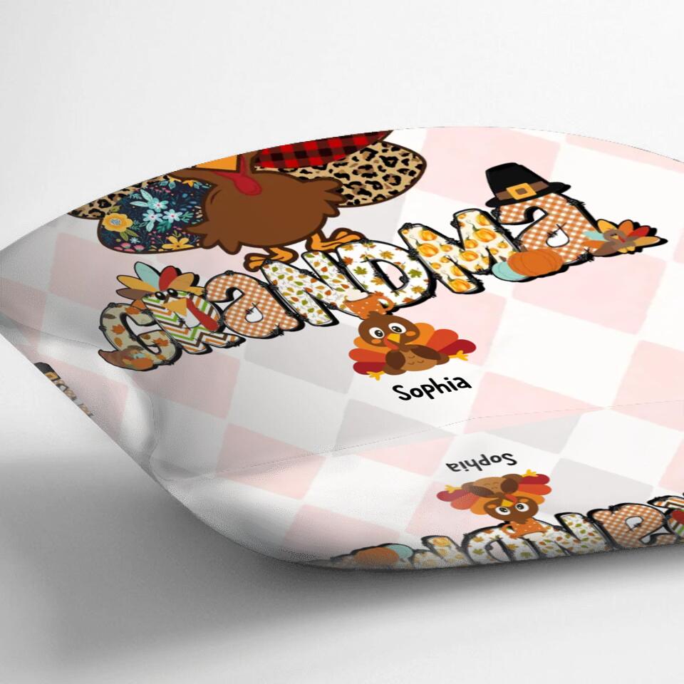 Personalized Turkey Pillow Cover - Gift Idea For Thanksgiving - Up to 8 Turkeys - Thankful, Grateful, Blessed