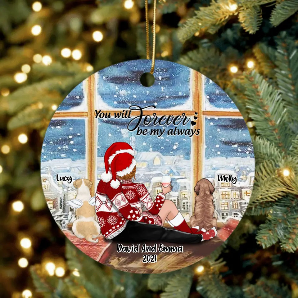 Personalized Hugging Couple Xmas Ornament - Couple With Up to 2 Pets - Best Gift For Christmas - You Will Forever Be My Always - EWFNOK