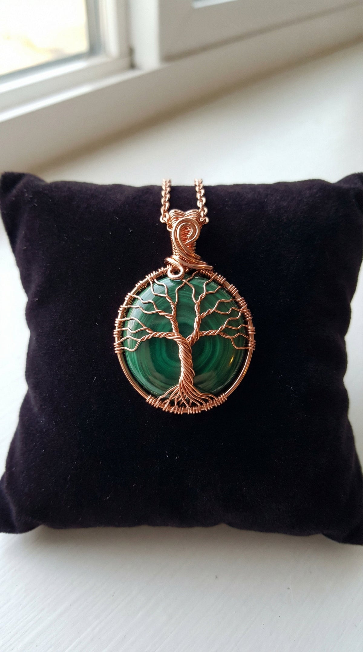 Round Crystal Wire Wrapped Tree Of Life Necklace