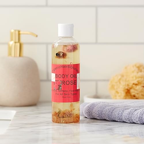 Nourishing Body Oil- (Rose Scent) Vegan Skin Moisturizer- Anti Aging- Bath- Massage - Natural Plant-Based Oil-Moisturizes Your Skin