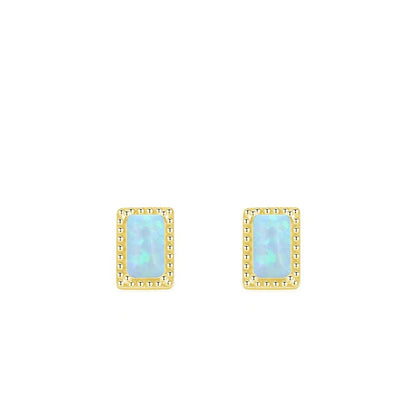 Stacking Geometric Opal Stud Earrings & Sterling Silver Ring Set in Modern Minimalist Design