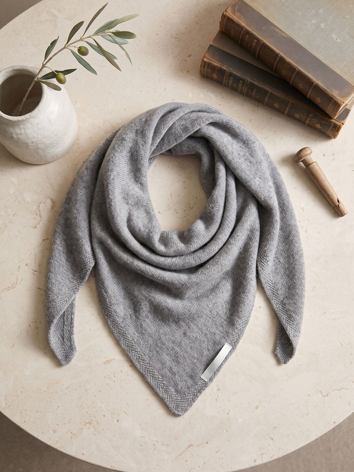 100% Merino Wool Knitted Triangle Scarf