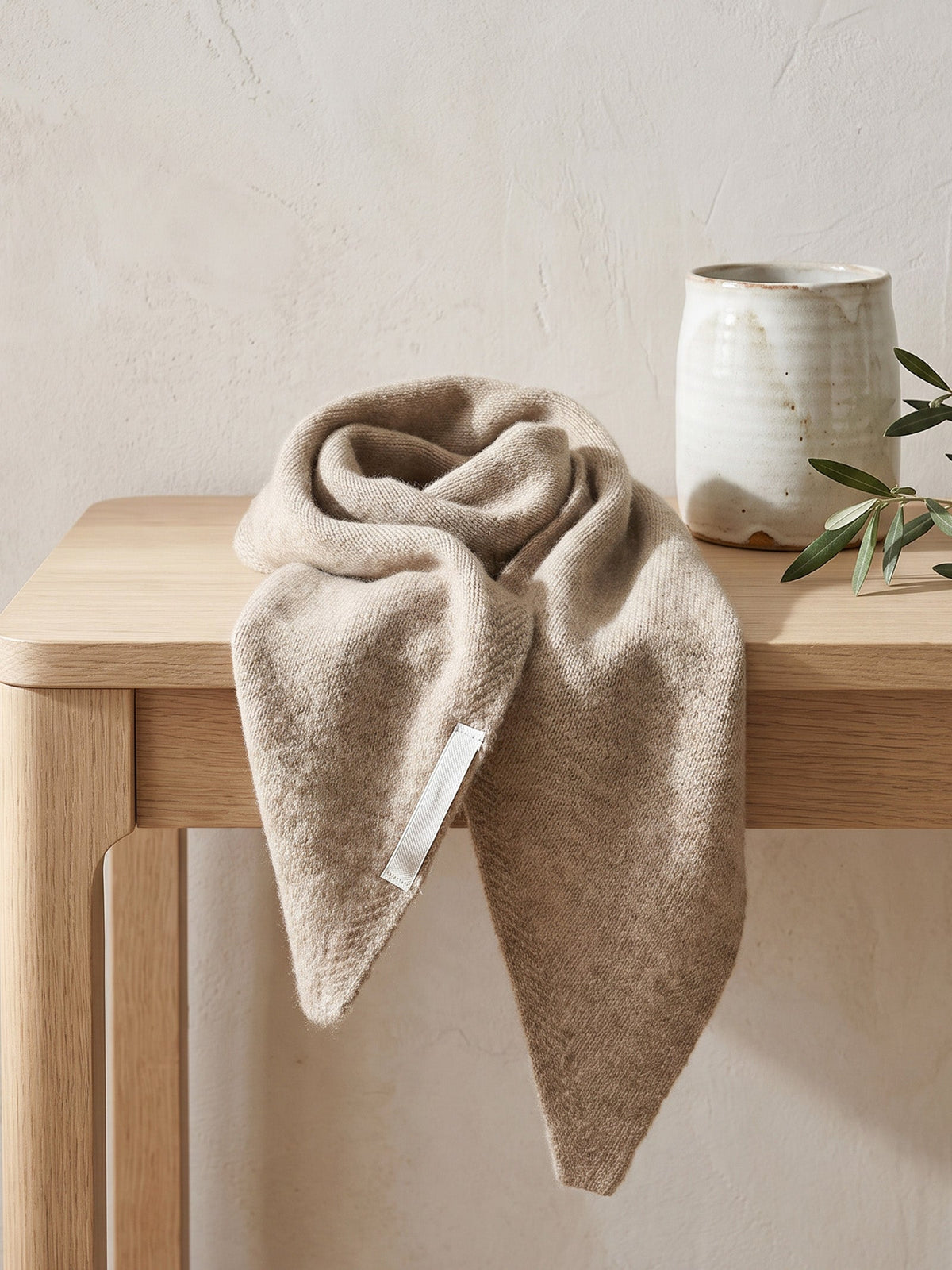 100% Merino Wool Knitted Triangle Scarf