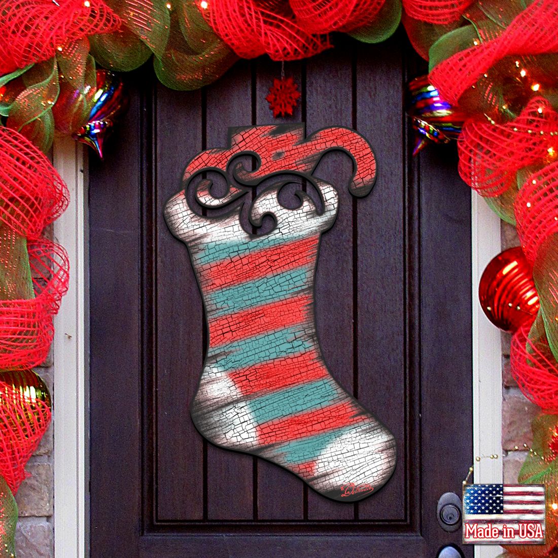 Noel Stocking Decorative Door Decor by G. DeBrekht - Christmas Decor - 8198802H