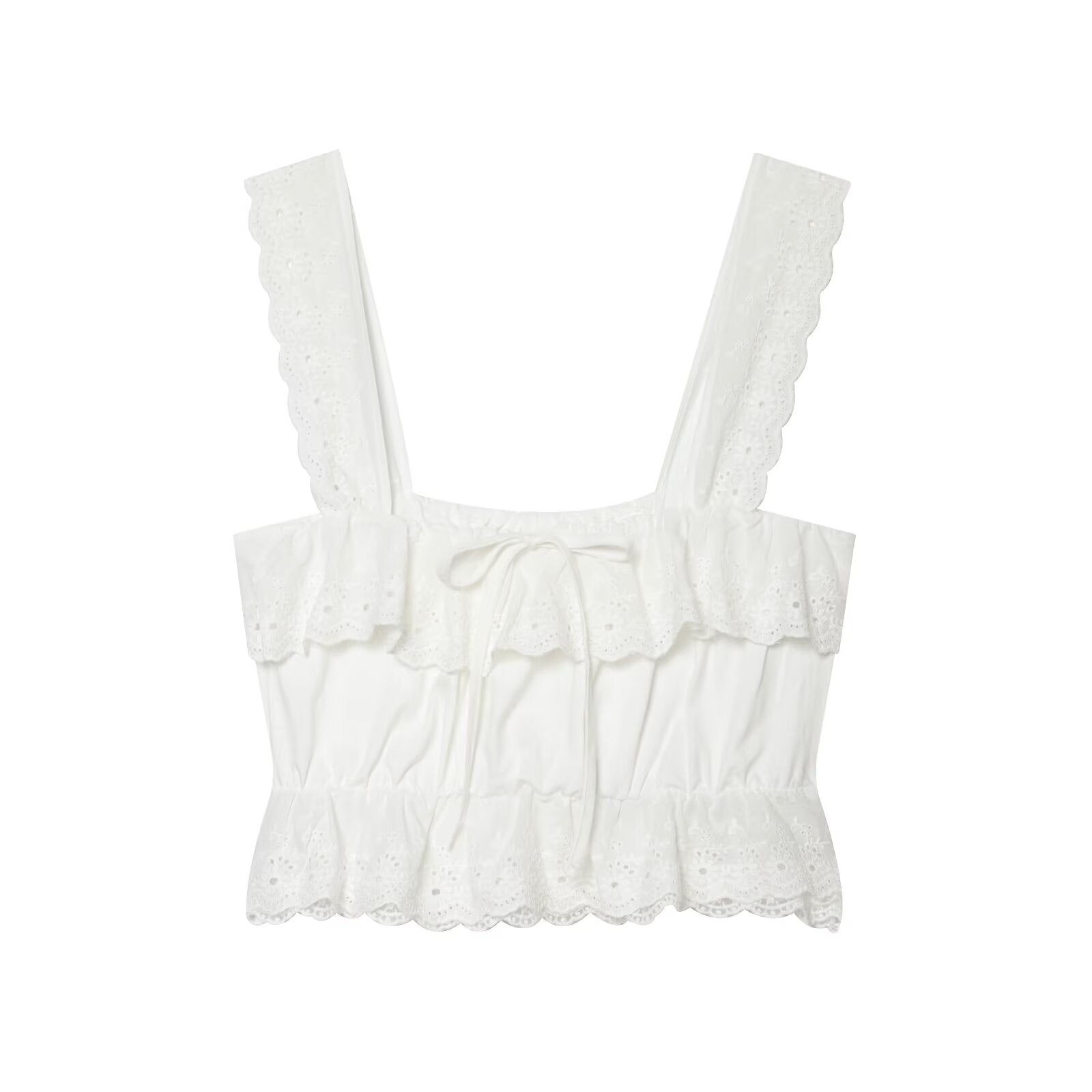 Hollow Out Cutout Embroidered Short Top Embroidery Asymmetric Midi Skirt Sets