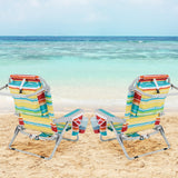 1 Piece Foldable Backpack Beach Chair with Cup Holder and Storage Pockets for Outdoor