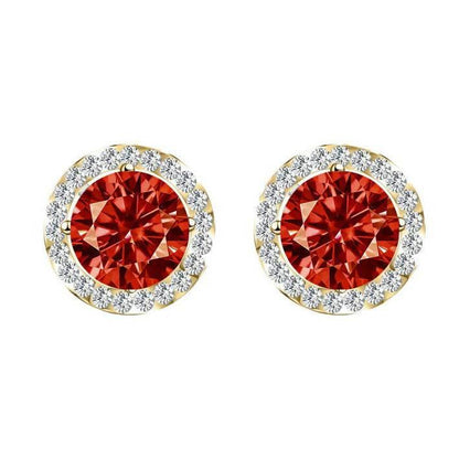 S925 Multicolor Moissanite Round Halo Stud Earrings with Threaded Needle, 8 Color Options, 0.1-3ct D-Grade VVS, Sterling Silver Jewelry for Men Women