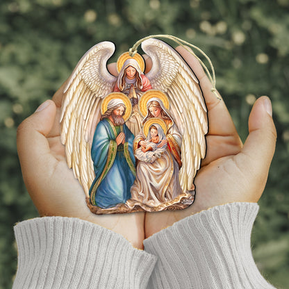 Nativity with Angel Wooden Ornaments by G. DeBrekht Christmas Decor - 8611056