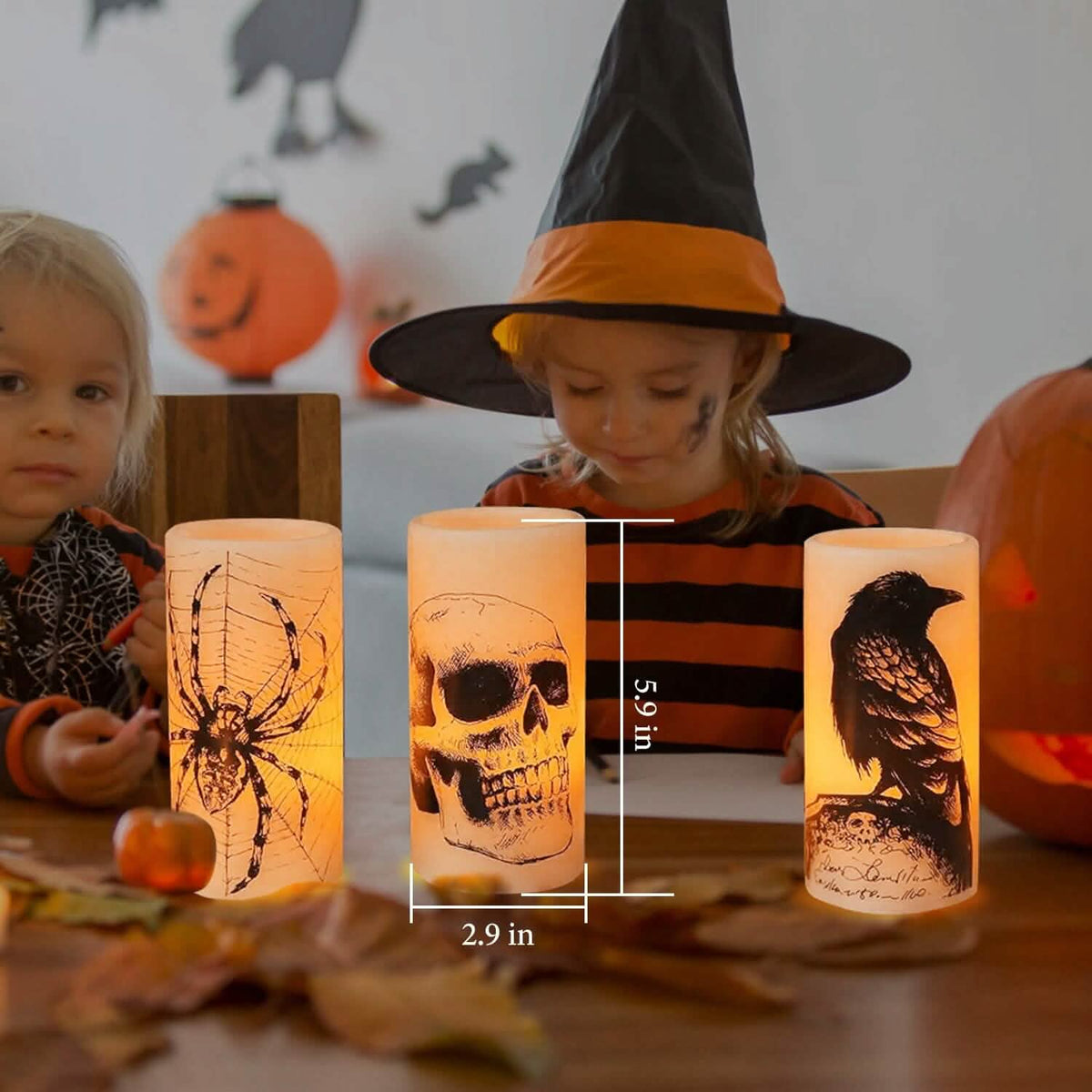 3-Pack: Halloween Battery Operated Flameless Candle Lamp with Timer Setting