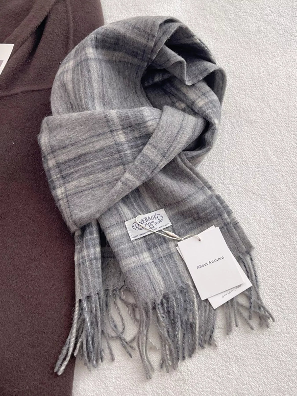 100% Wool Plaid Fringe Scarf