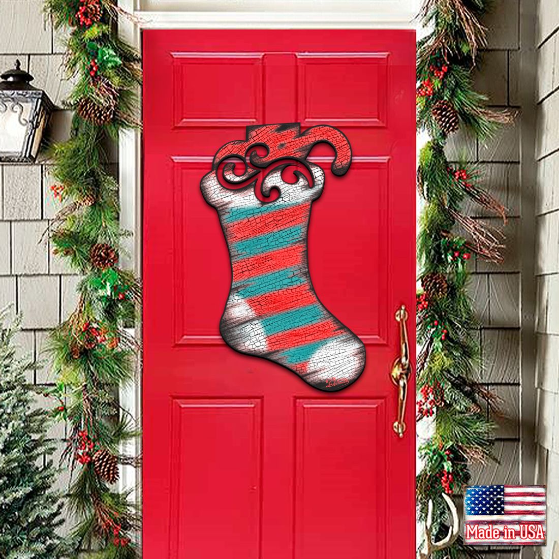 Noel Stocking Decorative Door Decor by G. DeBrekht - Christmas Decor - 8198802H