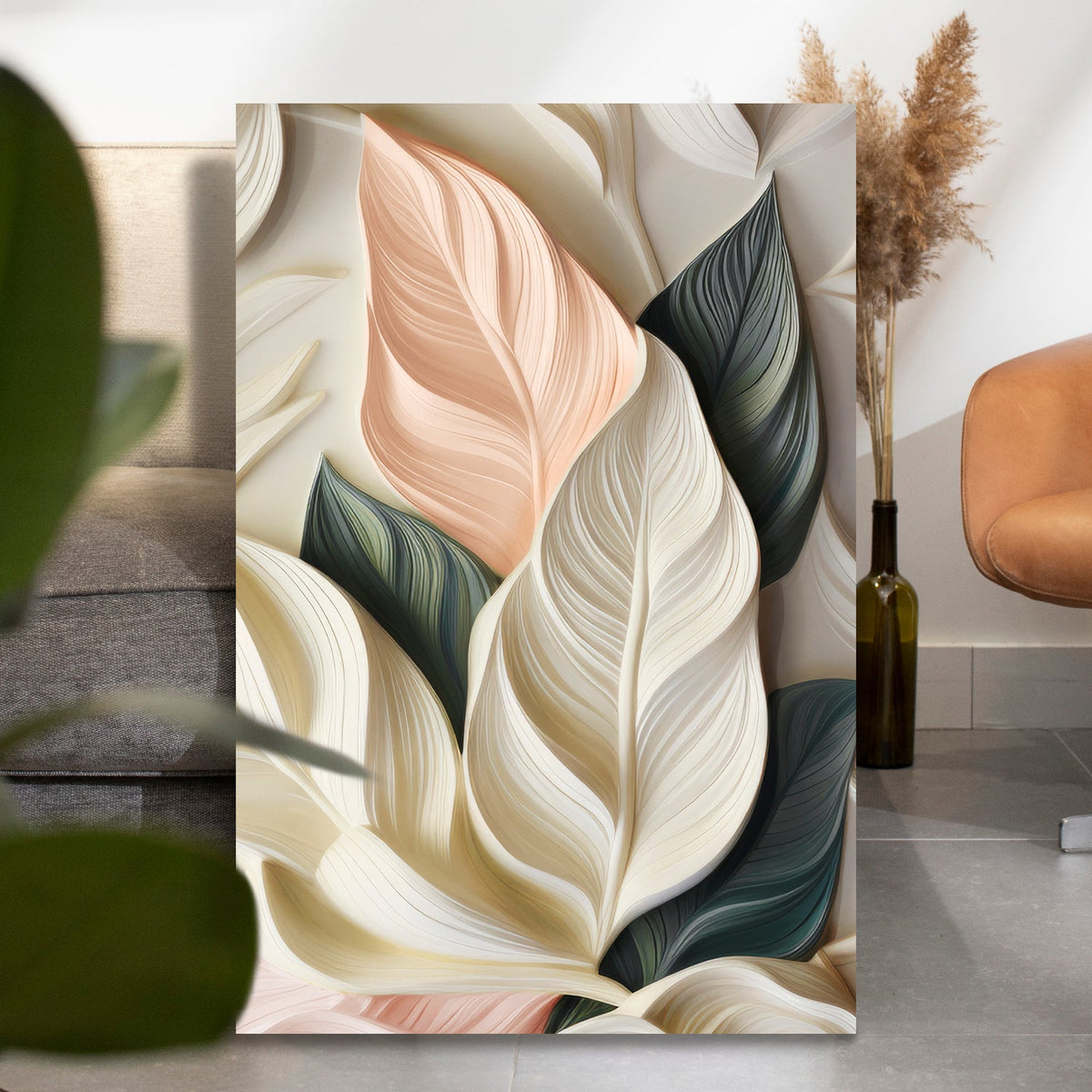 Elegant Pastel Leaf Wall Art