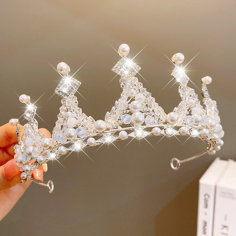 Sweet Fashion Jewelry Hair Accessories Multicolor Pearl Crown Banquet Birthday Fashion Princess Headband Girl Kawaii Crown Crown Headband Headgear Headgear Crystal  Wedding Party Hair Accessories