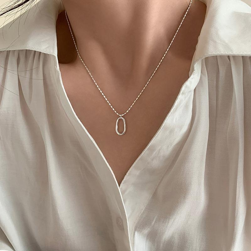 New Oval Figaro Chain S999 Sterling Silver Necklace For Women, Light Luxury High-End INS Trending Jewelry
