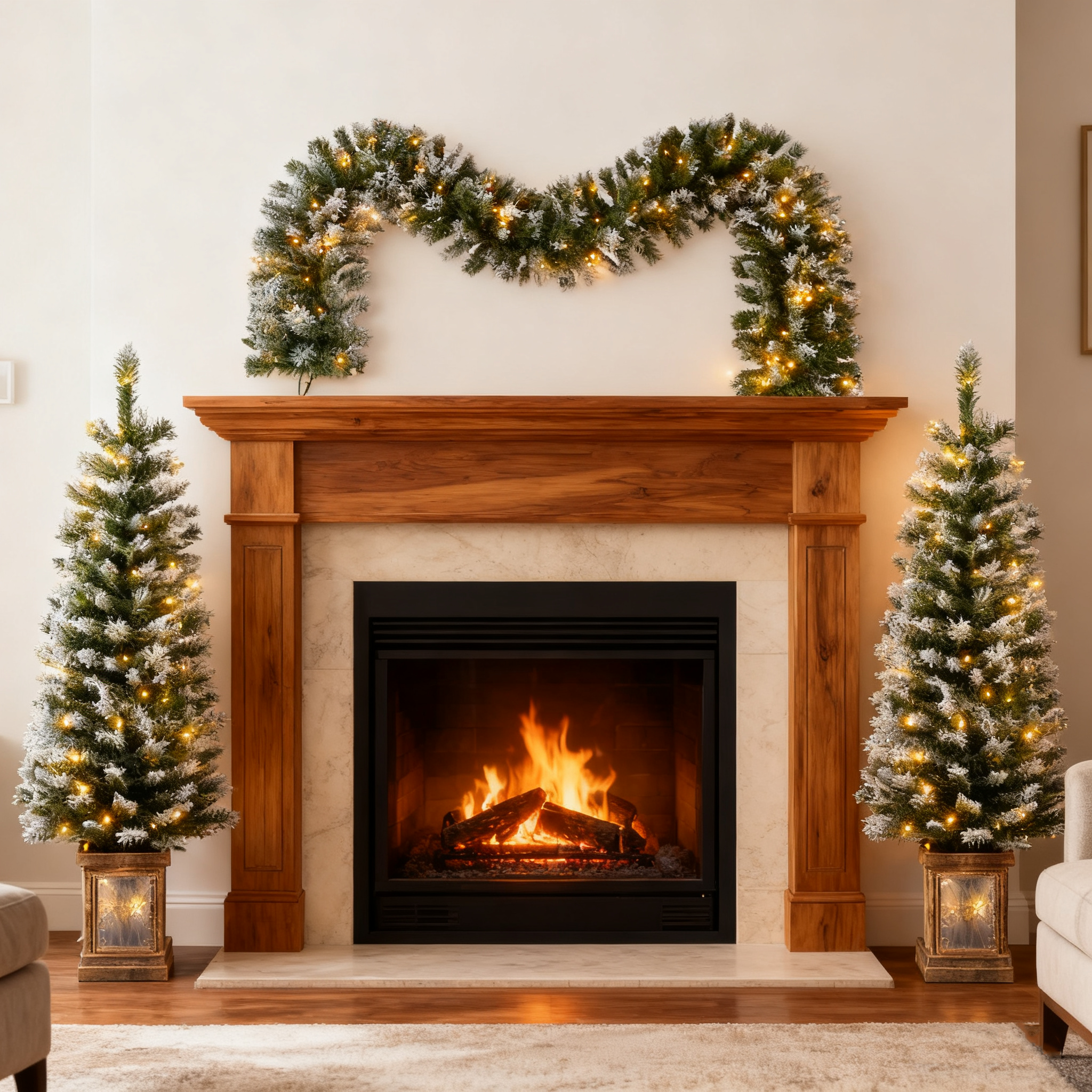 Artificial Christmas 3-Piece Set with LED Lights