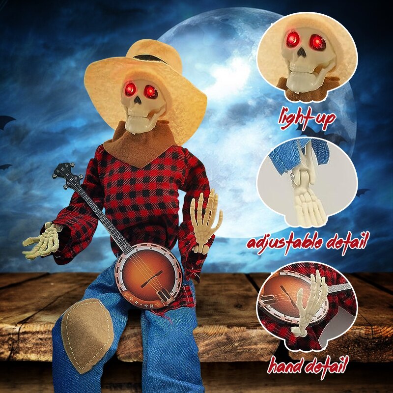Luminous Skull Skeleton Decoration - Glowing Eyes for Halloween