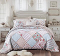 DaDa Bedding Hint of Mint Pastel Cotton Patchwork Quilt Set