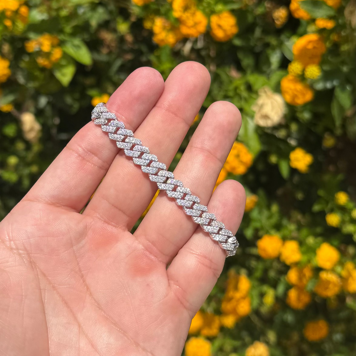 8MM Moissanite Cuban Bracelet in Solid 925 Silver