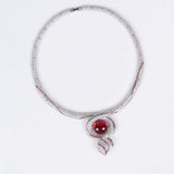 S925 Silver Snake-Themed Necklace with Diamond Accents