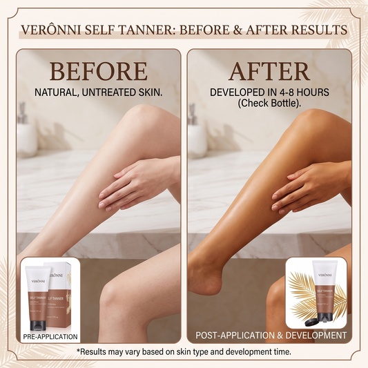 Veronni Self Tanning Body Cream 60g - Natural Bronze Glow Self Tanner Lotion with Glycerin & Vitamins | Hydrating Sunless Tanning Moisturizer