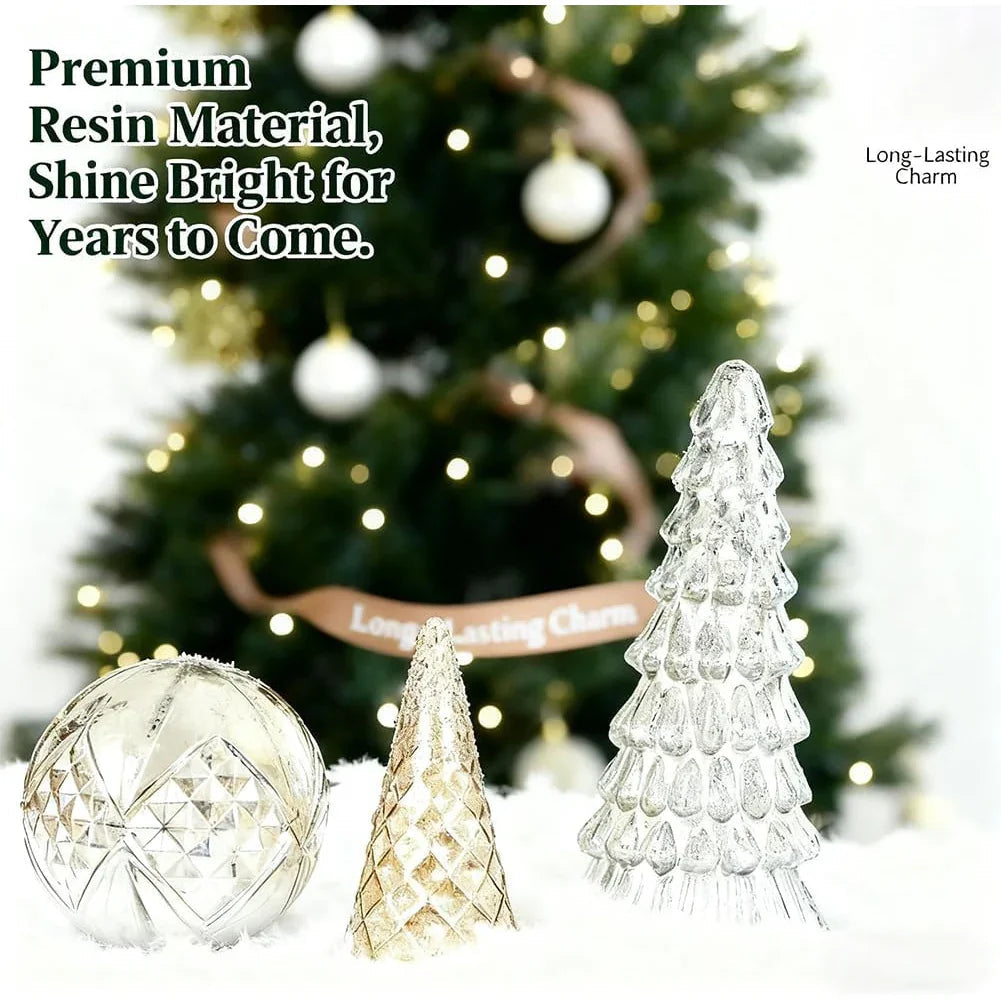 Ceramic Glowing Christmas Tree Figurine with Colorful Lights