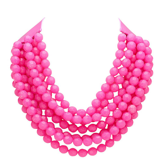 Chunky Multi-Strand Beaded Necklace with Magnetic Clasp