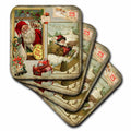 3dRose Andrea Haase Holiday Illustration - Nostalgic Christmas Collage with Santa and Presents - Coasters