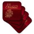 3dRose Merry Christmas Script Text in Elegant Holiday Hues and Pine Branches - Coasters (cst_339392)
