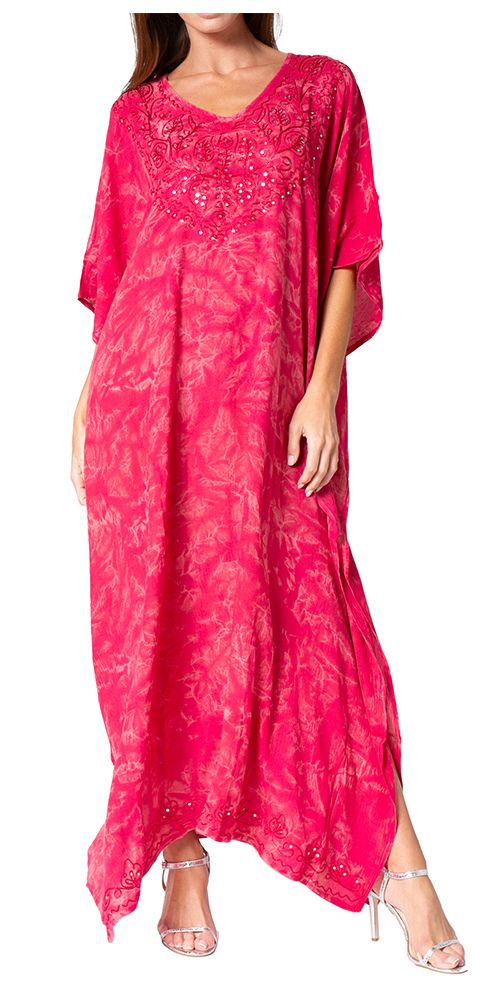 Sakkas Catia Women's Boho-Style Long Maxi Caftan for Lounging and Casual Wear