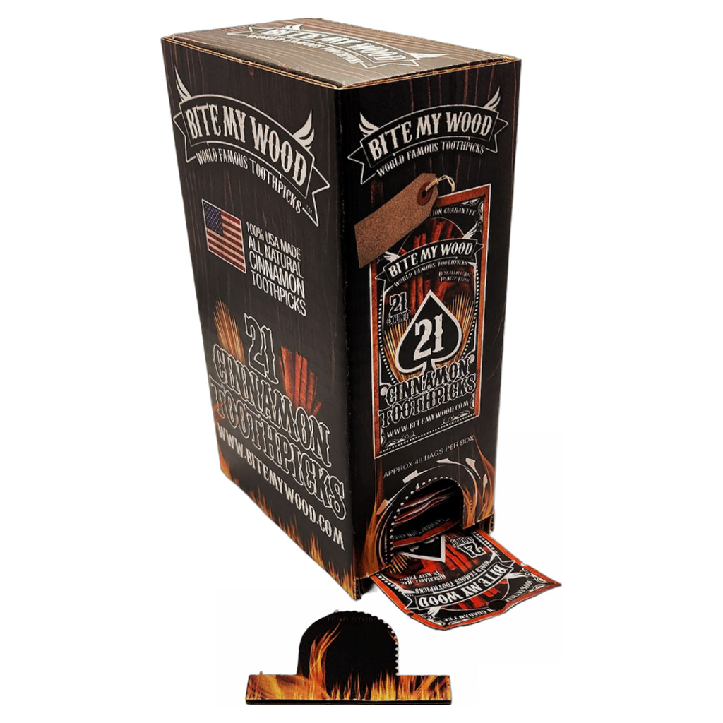 BiteMyWood 21 qty Bag 48 Pack Point Of Sale Counter Store Retail Display 1 Box Purchase