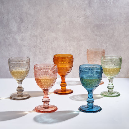 Tonal Hobnail Goblet, Stemmed Wine Glassware, Set of 6