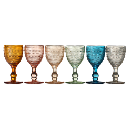 Tonal Hobnail Goblet, Stemmed Wine Glassware, Set of 6
