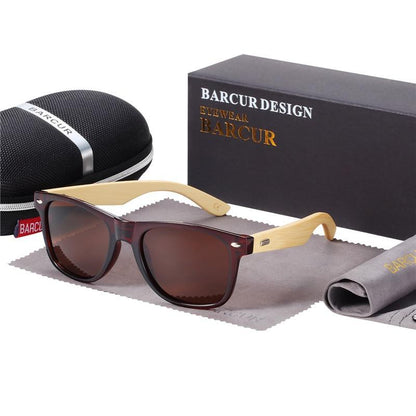 STEVVEX Bamboo Shades Dark Sunglasses Square Night Glasses Polarized Wood Handmade Eyewear For Women and Men With UV400 Protection