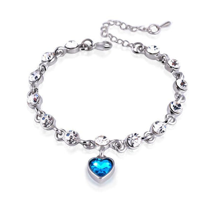 Modern Genuine 925 Sterling Silver Heart Elegant Luxury Bracelets For Women Blue Sapphire Tanzanite Chain Bracelet  Trendy Wedding Gift Fine Jewelry