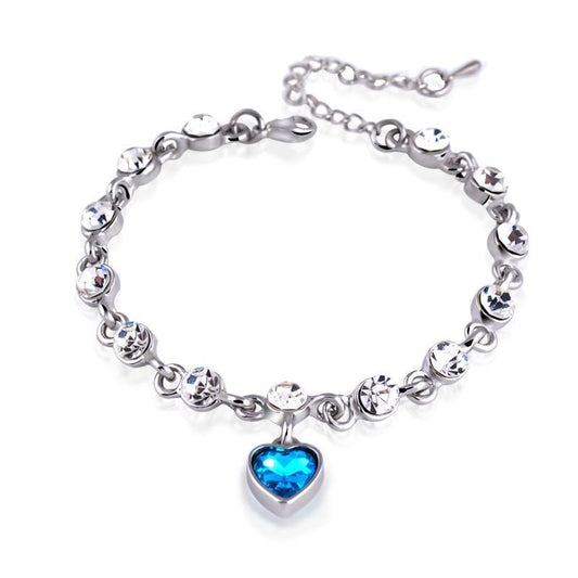 Modern Genuine 925 Sterling Silver Heart Elegant Luxury Bracelets For Women Blue Sapphire Tanzanite Chain Bracelet  Trendy Wedding Gift Fine Jewelry