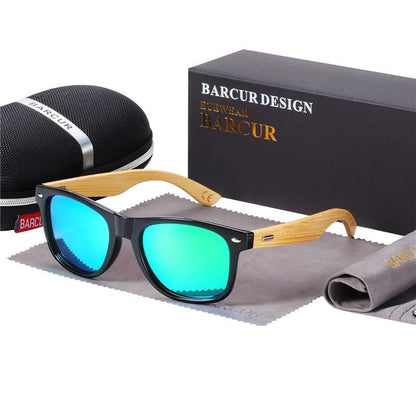 STEVVEX Bamboo Shades Dark Sunglasses Square Night Glasses Polarized Wood Handmade Eyewear For Women and Men With UV400 Protection