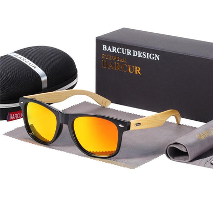 STEVVEX Bamboo Shades Dark Sunglasses Square Night Glasses Polarized Wood Handmade Eyewear For Women and Men With UV400 Protection