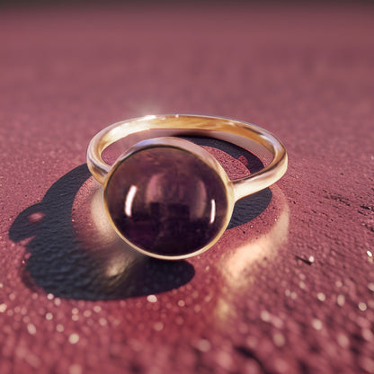 Amethyst Gemstone Round Ring