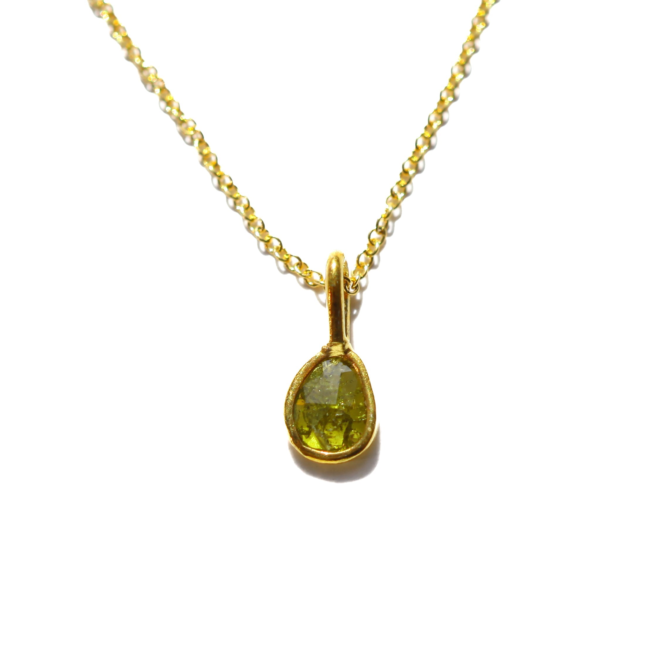 Green Rose Cut Diamond Necklace