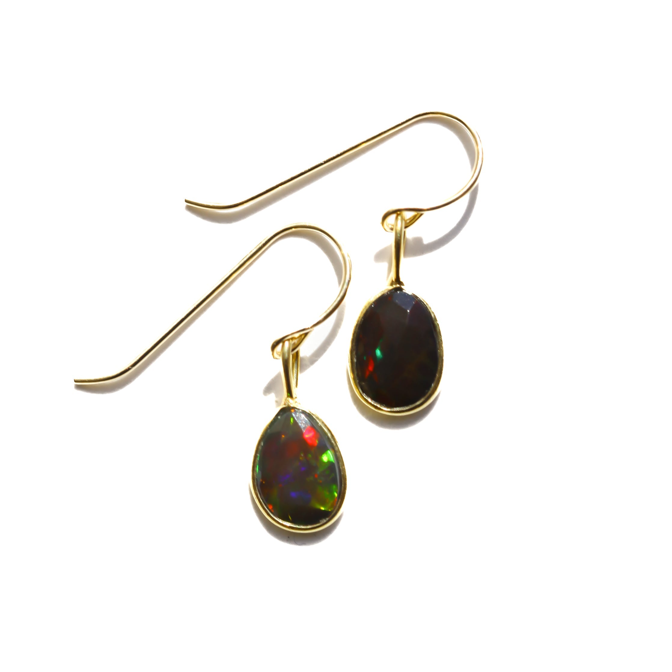 Black Fire Opal Rose Cut Earrings