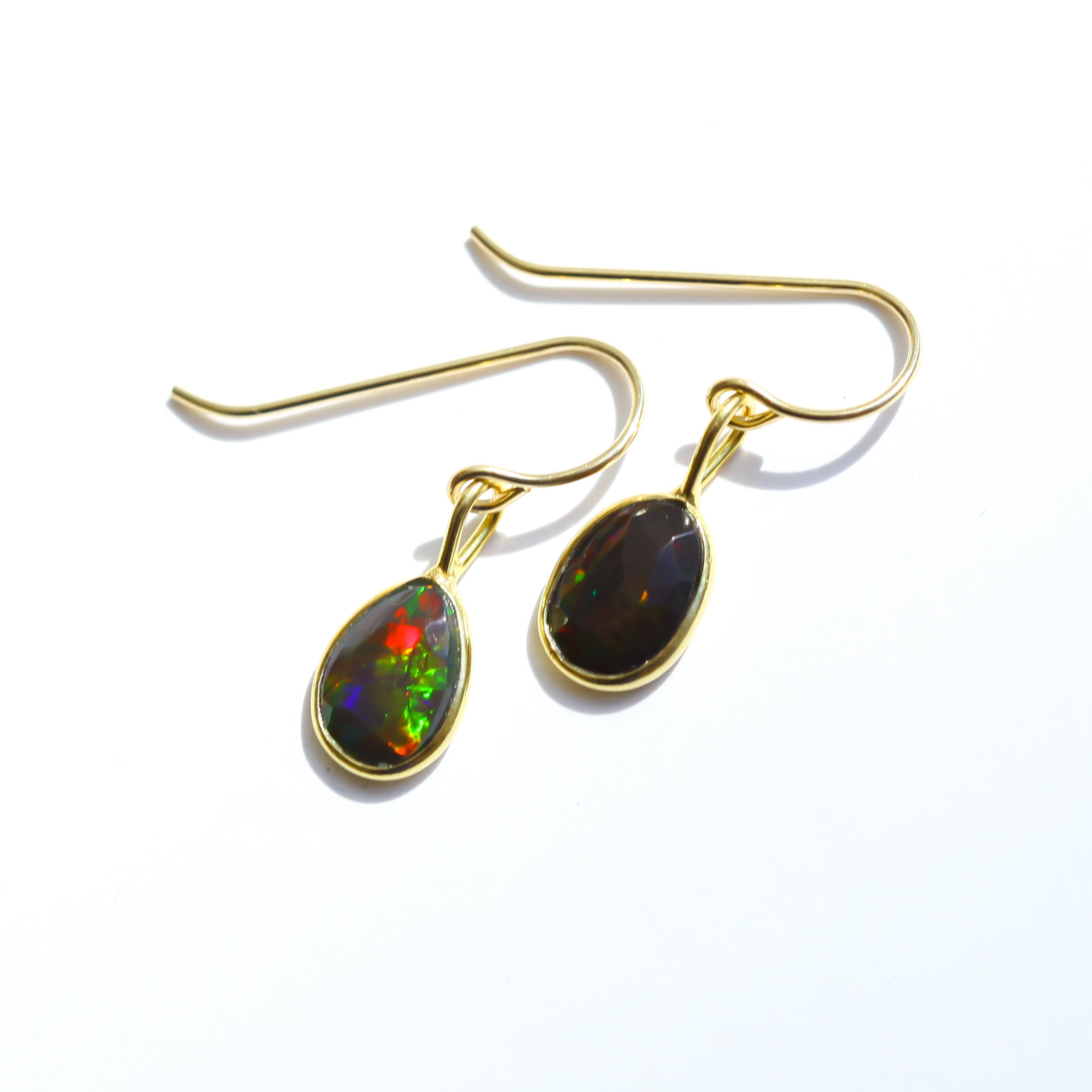 Black Fire Opal Rose Cut Earrings