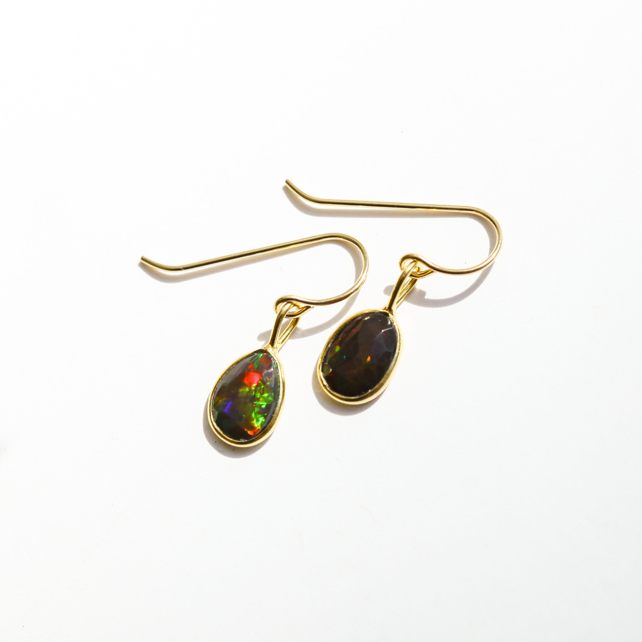 Black Fire Opal Rose Cut Earrings