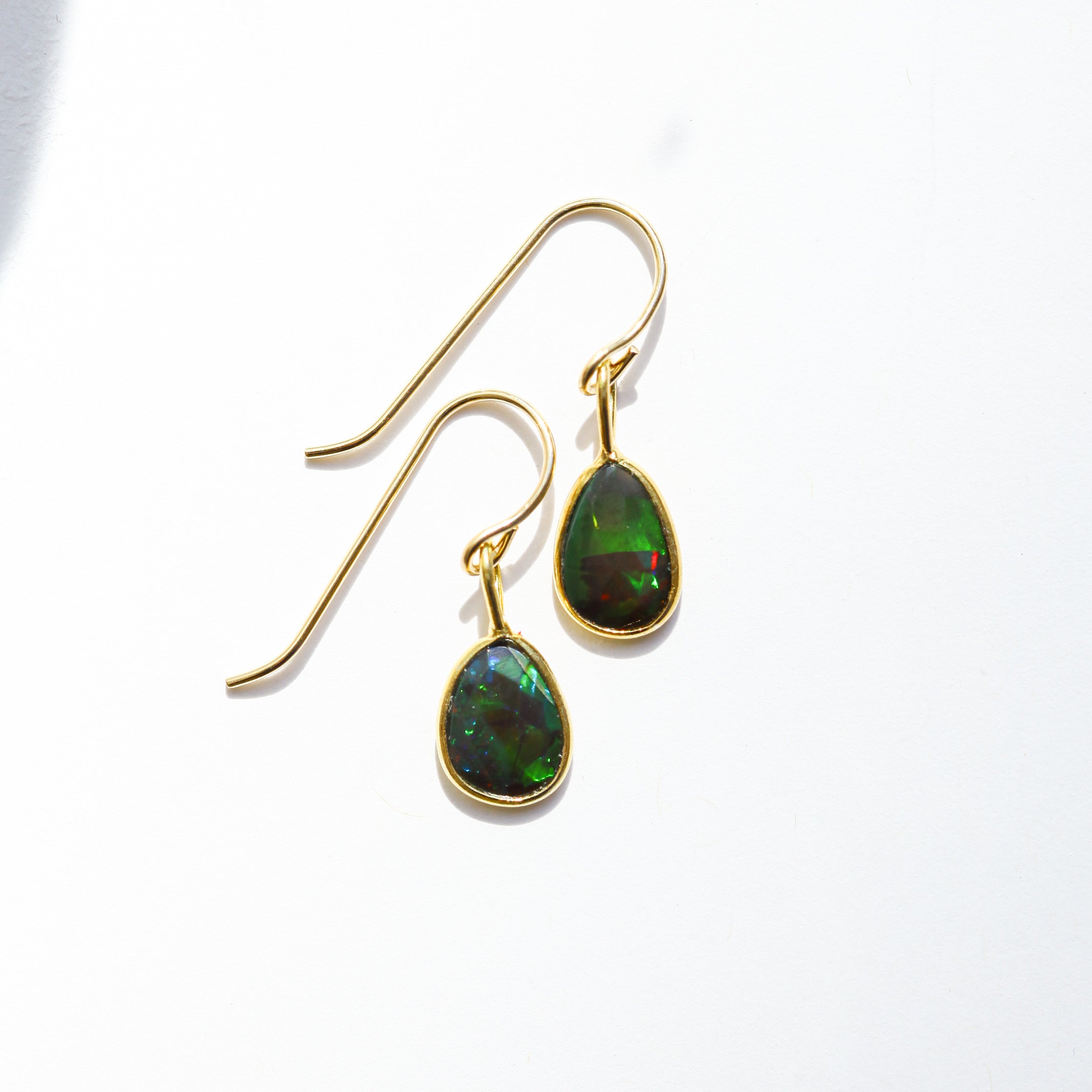 Black Fire Opal Rose Cut Earrings