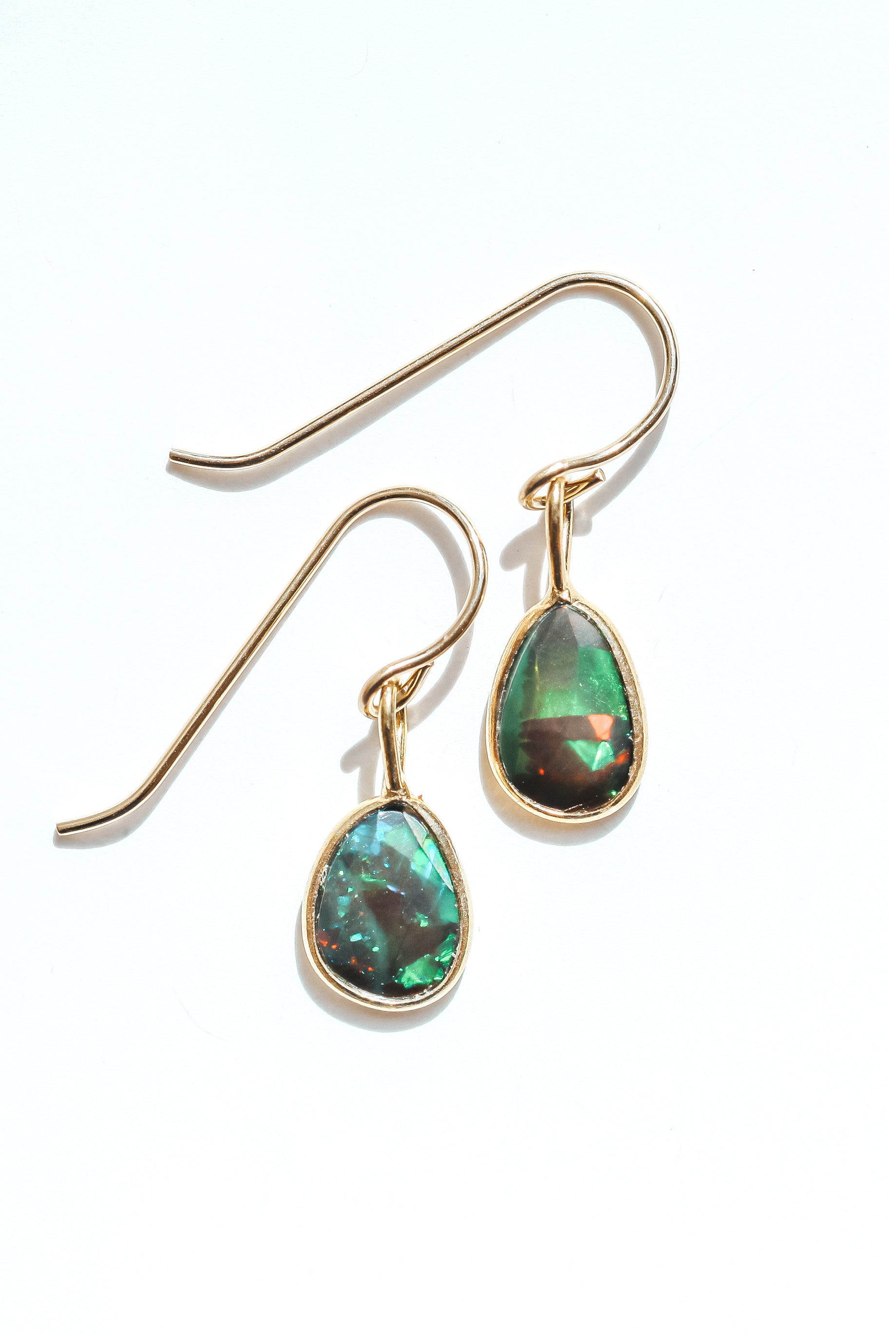 Black Fire Opal Rose Cut Earrings