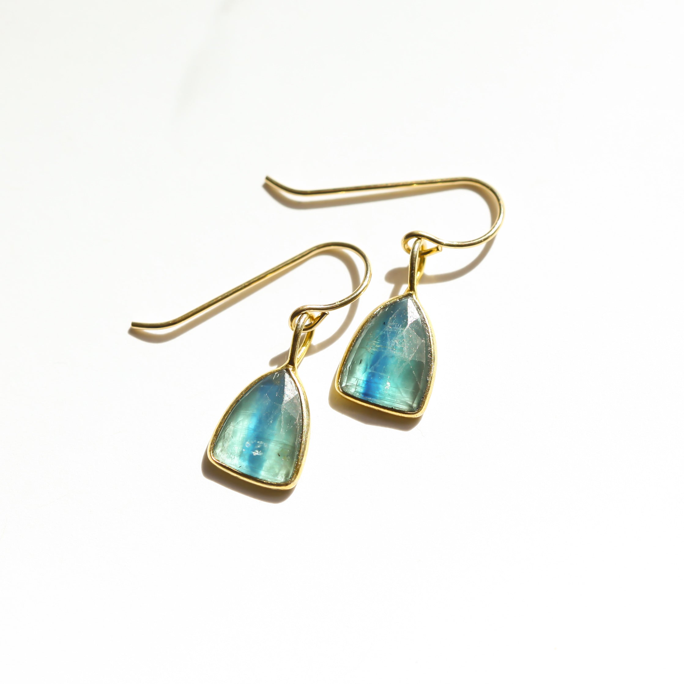 Kyanite Shield Rose Cut Earrings