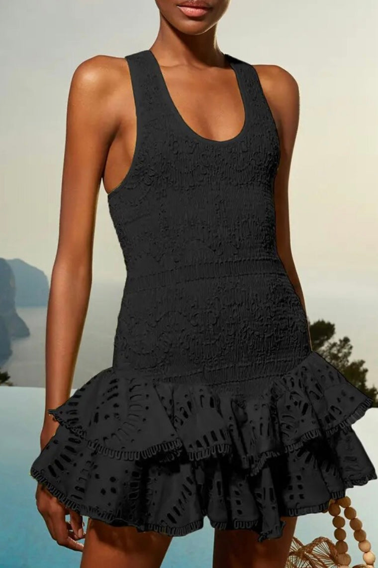 Jessica Bara Vaira Ruffle Mini Dress