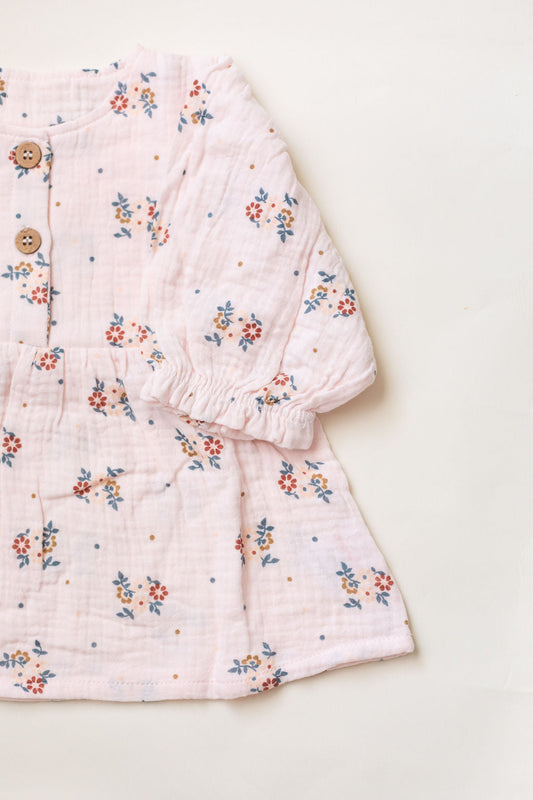 Organic Cotton Baby Girl Floral Dress with Bloomers